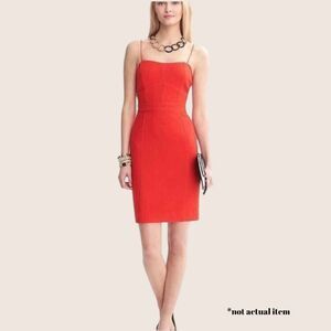 ❤️ BANANA REPUBLIC VERMILLION PIPED CORSET DRESS WOOL BLEND SIZE 10 RED HOT PINK